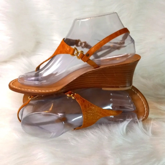 Beautiful Custom Handmade Italian LeatherSandals w Croc Leather Straps Sz 36/US6 - Picture 4 of 9